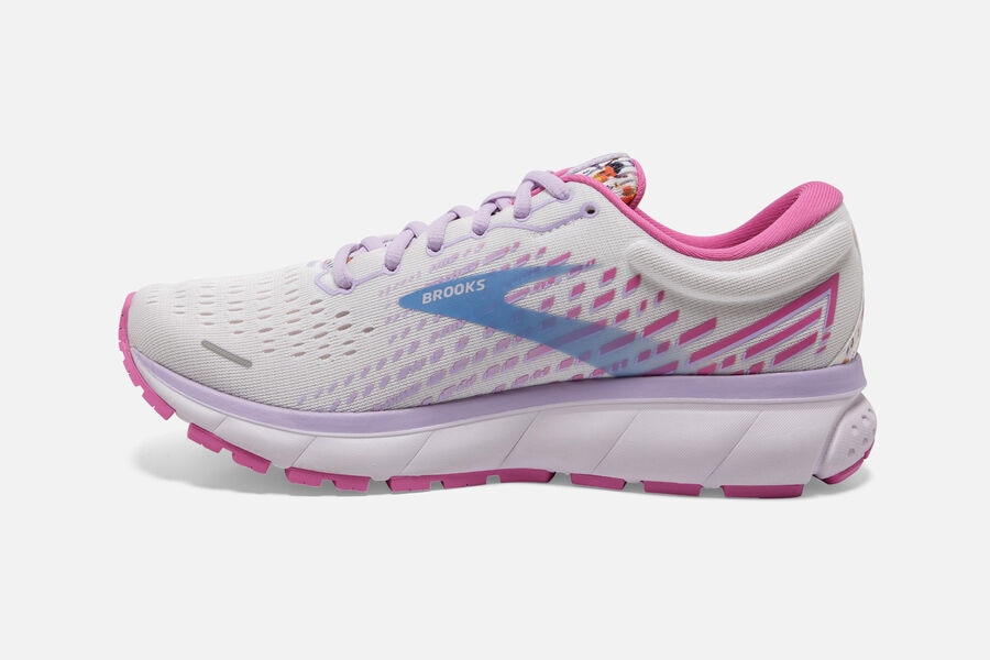 Brooks Running Shoes Womens White/Pink/Blue - Ghost 13 Road - 7580-CBGVU